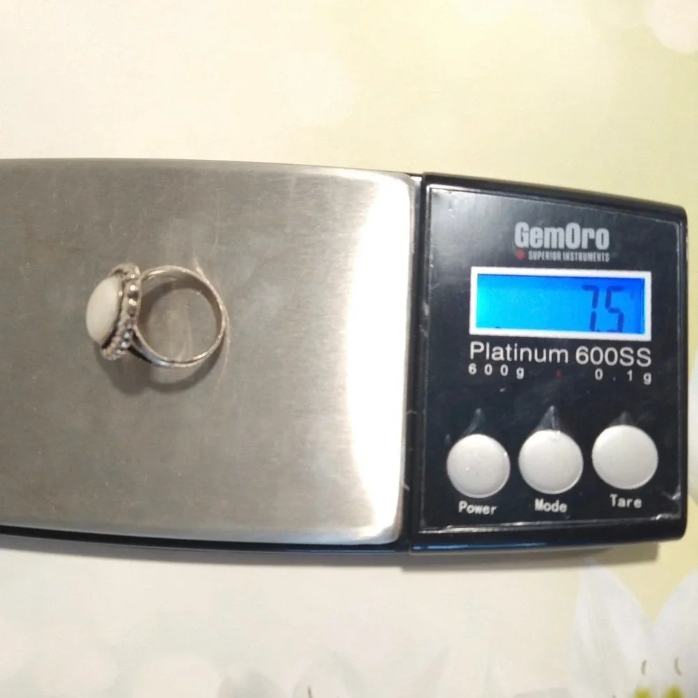 Antique Mother Of Pearl Oval Ring Sterling Silver Navajo Native Size 7.25 - Picture 12 of 16